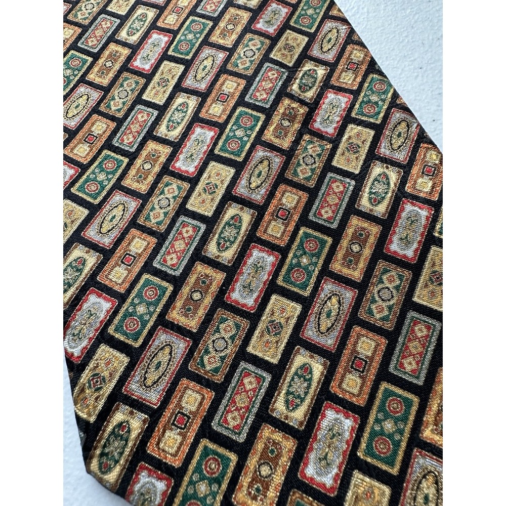 Stefano Ricci Black Geometric Boxes AOP Pure Silk Men’s Tie 4 Inch Width - Picture 6 of 6